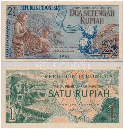 Indonézia 1961. 1R + 2 1/2R + ... 