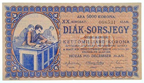 Budapest 1925. Diák-Sorsjegy ... 