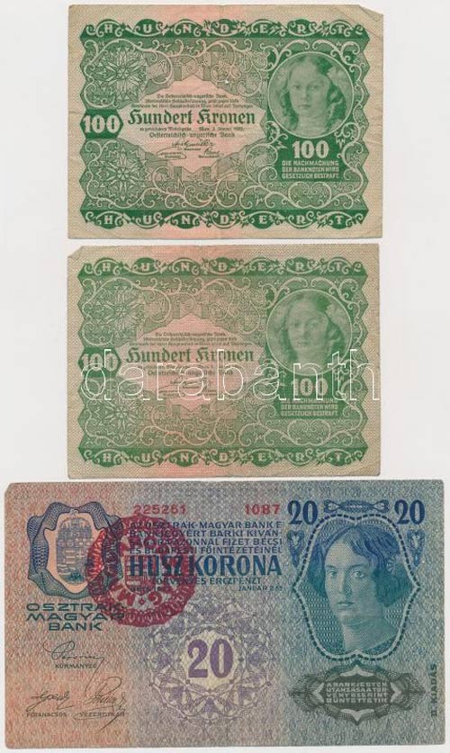 Vegyes 10db-os korona bankjegy ... 