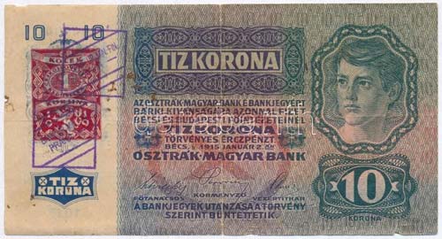 1915. 10K csehszlovák bélyeggel ... 