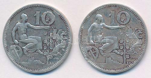 Csehszlovákia 1931. 10K Ag (2x) ... 