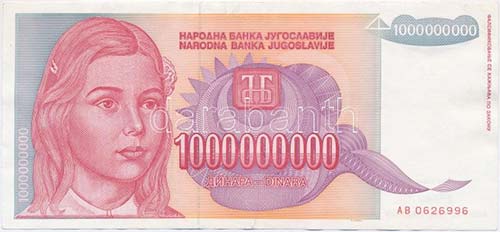 Jugoszlávia 1993. 1.000.000.000D ... 