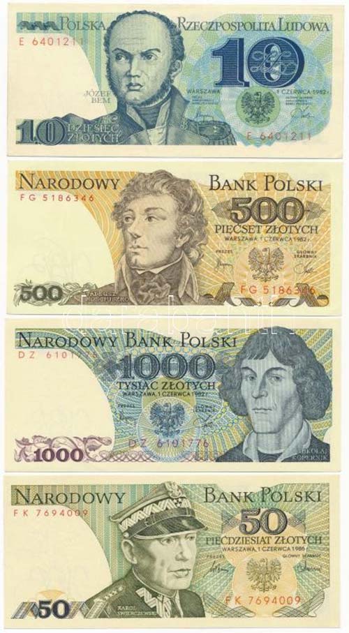 Lengyelország 1982. 10Zl + 500Zl ... 