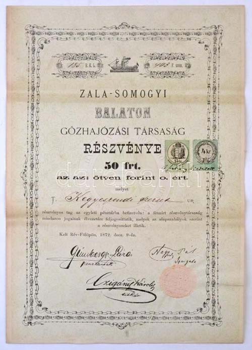 Révfülöp 1872. Zala-Somogyi ... 