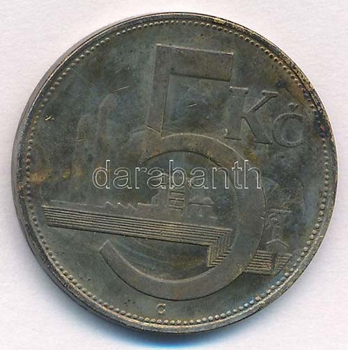 Csehszlovákia 1937. 5K fém ... 