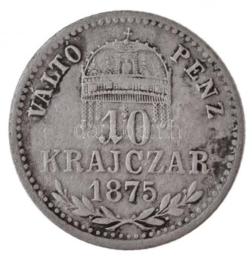 1875KB 10kr Ag Váltó Pénz ... 