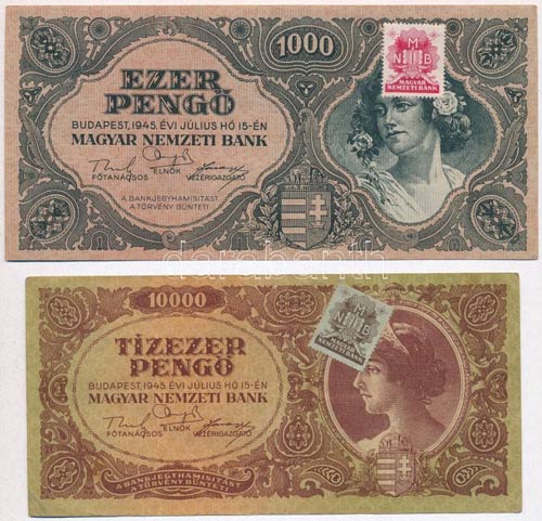 1945. 1000P piros MNB bélyeggel ... 