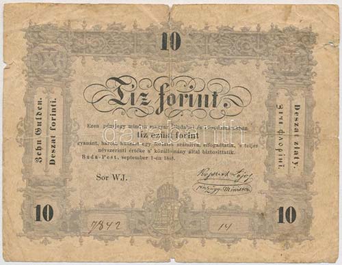 1848. 10Ft Kossuth Bankó T:III ... 