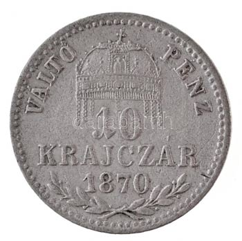 1870KB 10kr Ag Váltó Pénz ... 