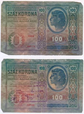 1912. 100K (2x) egyik szerb ... 