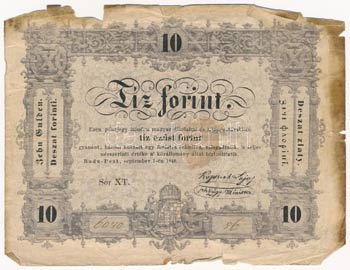 1848. 10Ft Kossuth Bankó T:III- ... 