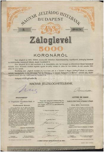 1909-1910. Magyar Jelzálog ... 
