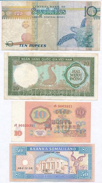 6 db-os vegyes külföldi bankjegy ... 
