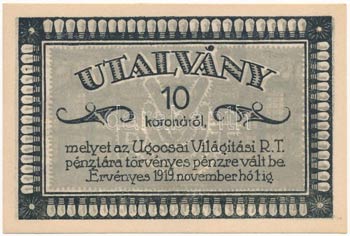 Nagyszőllős 1919. 10K Ugocsai ... 