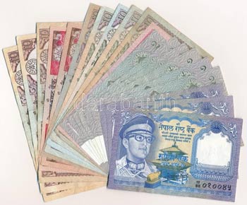 Nepál 20db-os vegyes bankjegy ... 