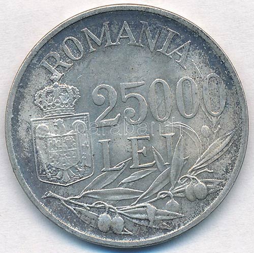 Románia 1946. 25.000L Ag I. ... 
