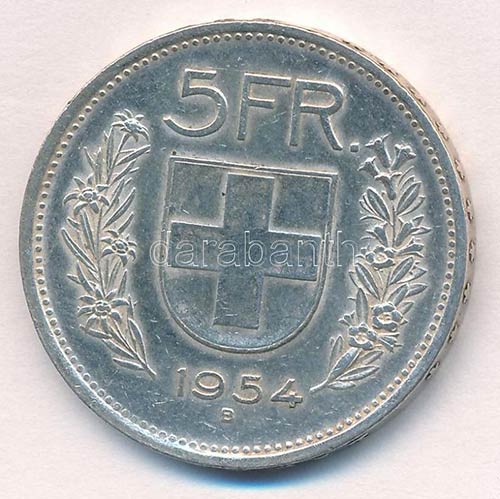 Svájc 1954B 5Fr Ag ... 
