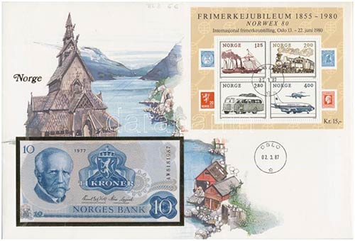 Norvégia 1977. 10K borítékban, ... 