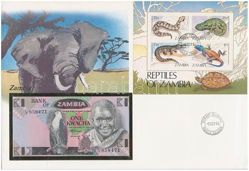 Zambia 1980-1988. 1K borítékban, ... 