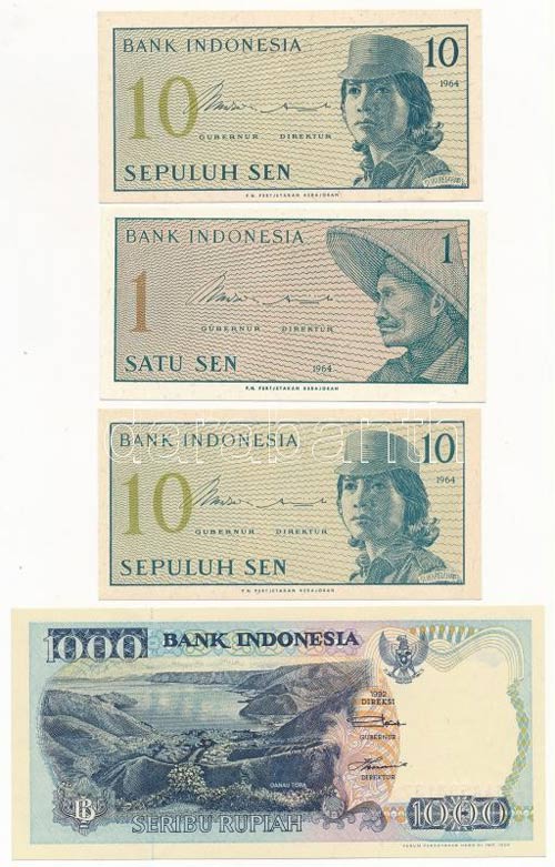 Indonézia 1964. 1s + 10s (2x) + ... 