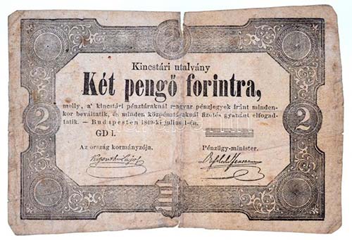 1849. 2Ft Kossuth bankó ... 