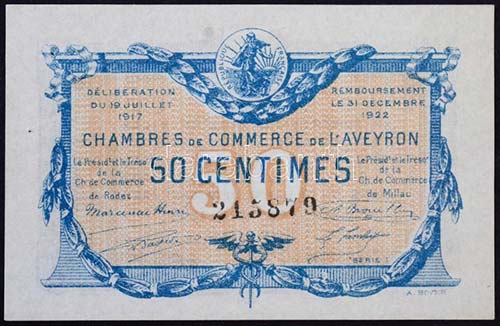 Franciaország / Aveyron 1917. 50c ... 