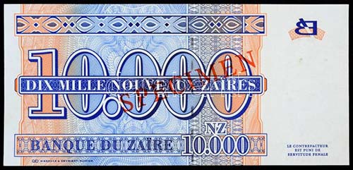 Zaire 1995. 10.000Z MINTA ... 