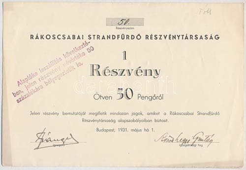 Budapest 1931. Rákoscsabai ... 