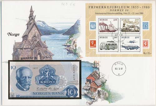 Norvégia 1977. 10K borítékban, ... 