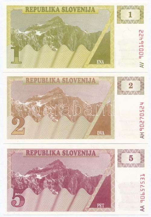 Szlovénia 1990-1992. 1T + 2T + 5T ... 