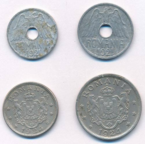 Románia 1921. 25b Al + 50b Al + ... 
