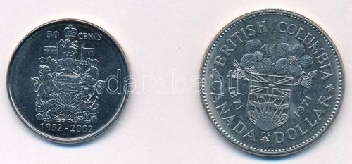 Kanada 1971. 1$ Ni + 2002P 50c Ni ... 
