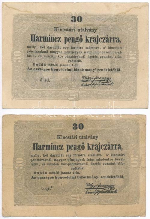 1849. 30kr Kossuth bankó (2x) ... 
