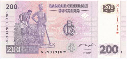 Kongó 2007. 200Fr T:I Congo 2007. ... 