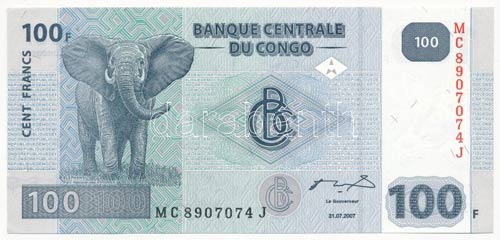 Kongó 2007. 100Fr T:I Congo 2007. ... 