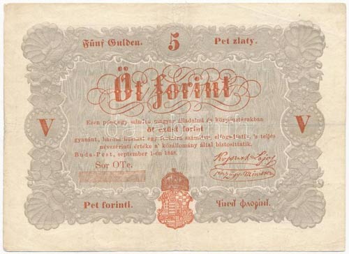 1848. 5Ft Kossuth bankó ... 