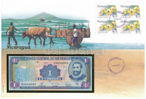 Nicaragua 1990. 1C borítékban, ... 