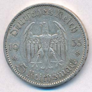 Német Harmadik Birodalom 1935A 5M Ag Náci ... 