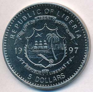 Libéria 1997. 5$ Cu-Ni Jegesmedve ... 