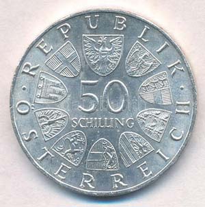 Ausztria 1966. 50Sch Ag 150 éves az ... 