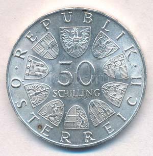 Ausztria 1967. 50Sch Ag 100 éves a Kék ... 