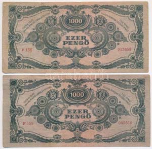 1945. 1000P (2x) MNB bélyeggel, egyik ... 