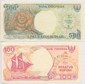 Indonézia 1992. 100R + 500R ... 