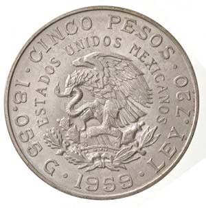 Mexikó 1959. 5P Ag Carranza ... 