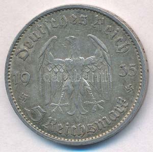 Német Harmadik Birodalom 1935A 5M Ag Náci ... 