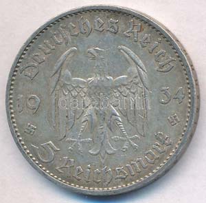 Német Harmadik Birodalom 1934A 5M Ag Náci ... 