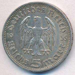 Német Harmadik Birodalom 1935D 5M Ag ... 