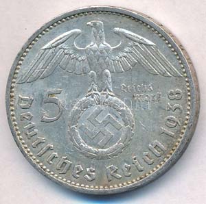 Német Harmadik Birodalom 1938A 5M Ag ... 