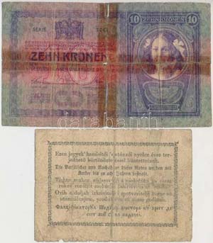 1849. 15kr Kossuth bankó + 1904. 10K ... 