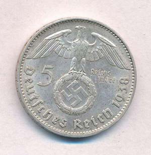 Német Harmadik Birodalom 1938J 5M Ag ... 